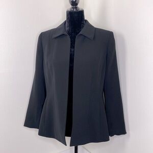 Kasper Womens Black Blazer Jacket Open Front Size 8